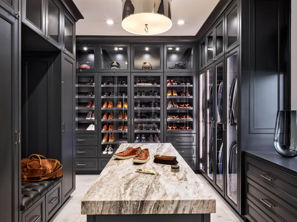 Walk-in closet with masculine aesthetic