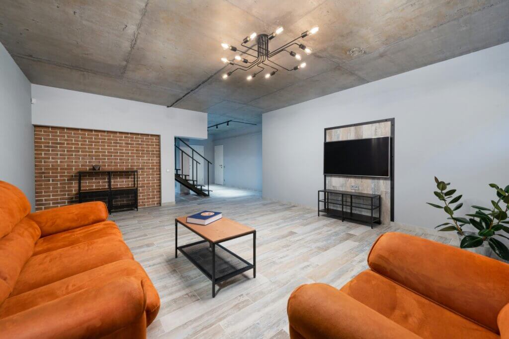 Industrial basement with low ceiling