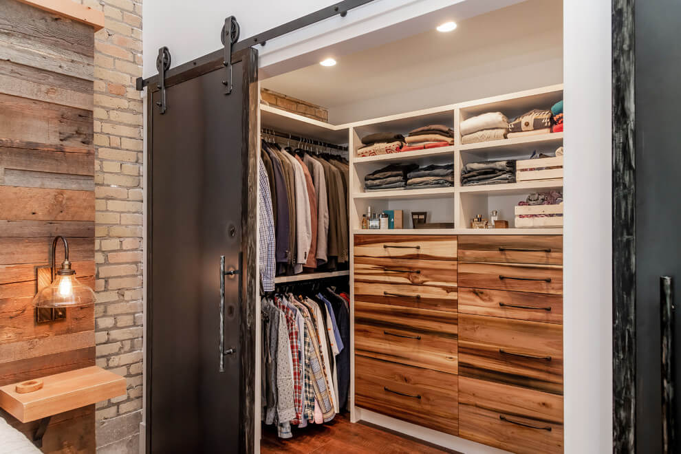 industrial chic inspired walkin closet