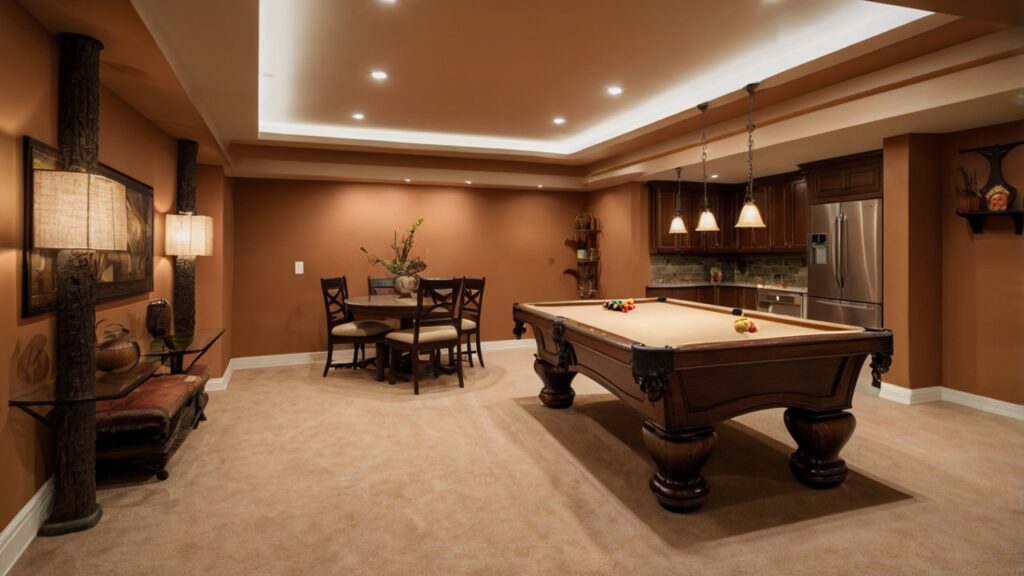 classic basement in warm terracotta tones