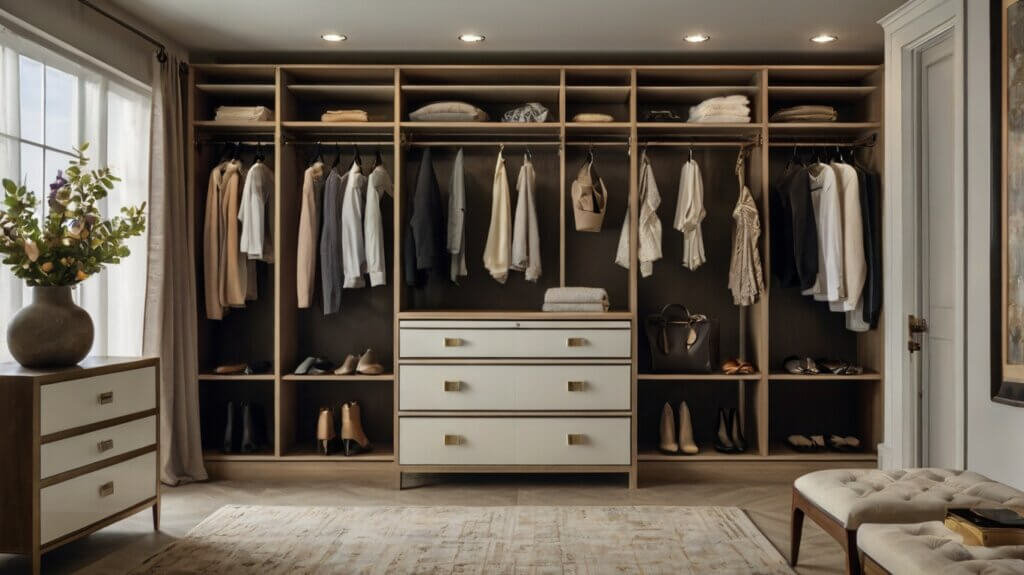 Elegant closet design with Retractable Hooks