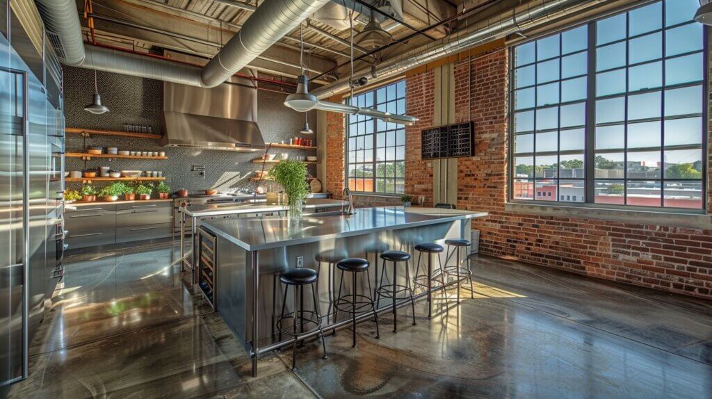 Rustic-Modern Blend stainless steel kitchen cabinets