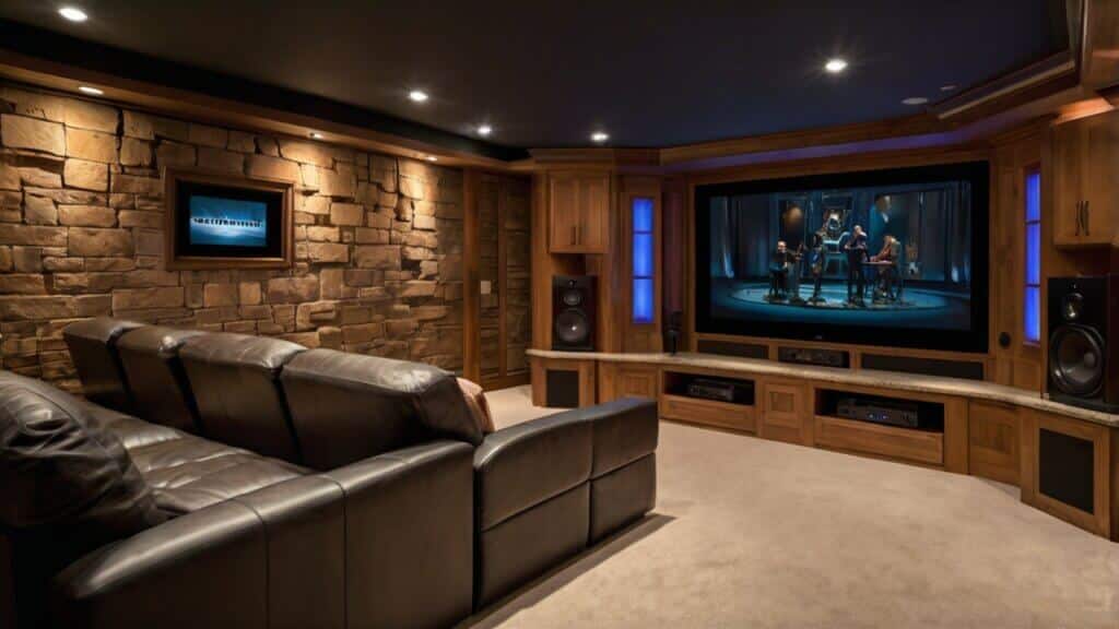  Multi-Functional Home Theater in the contemporary basement 