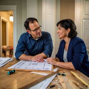 client consulting with a home remodeling contractor