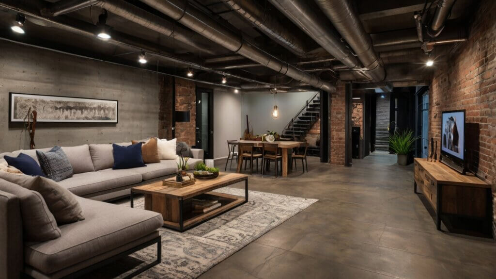 modern basement design with cozy retreats 