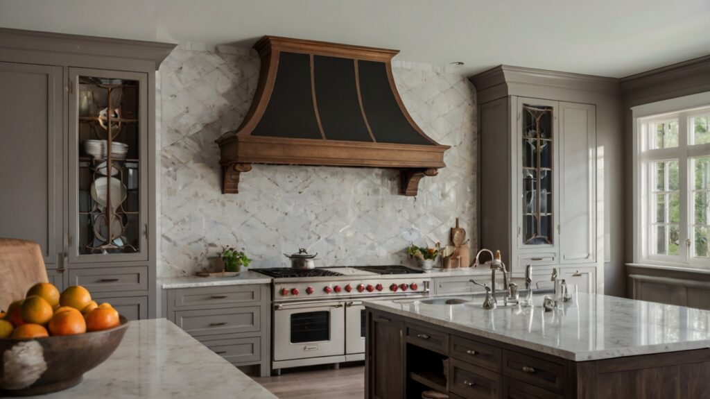 classic kitchen with a statement range hood focal point