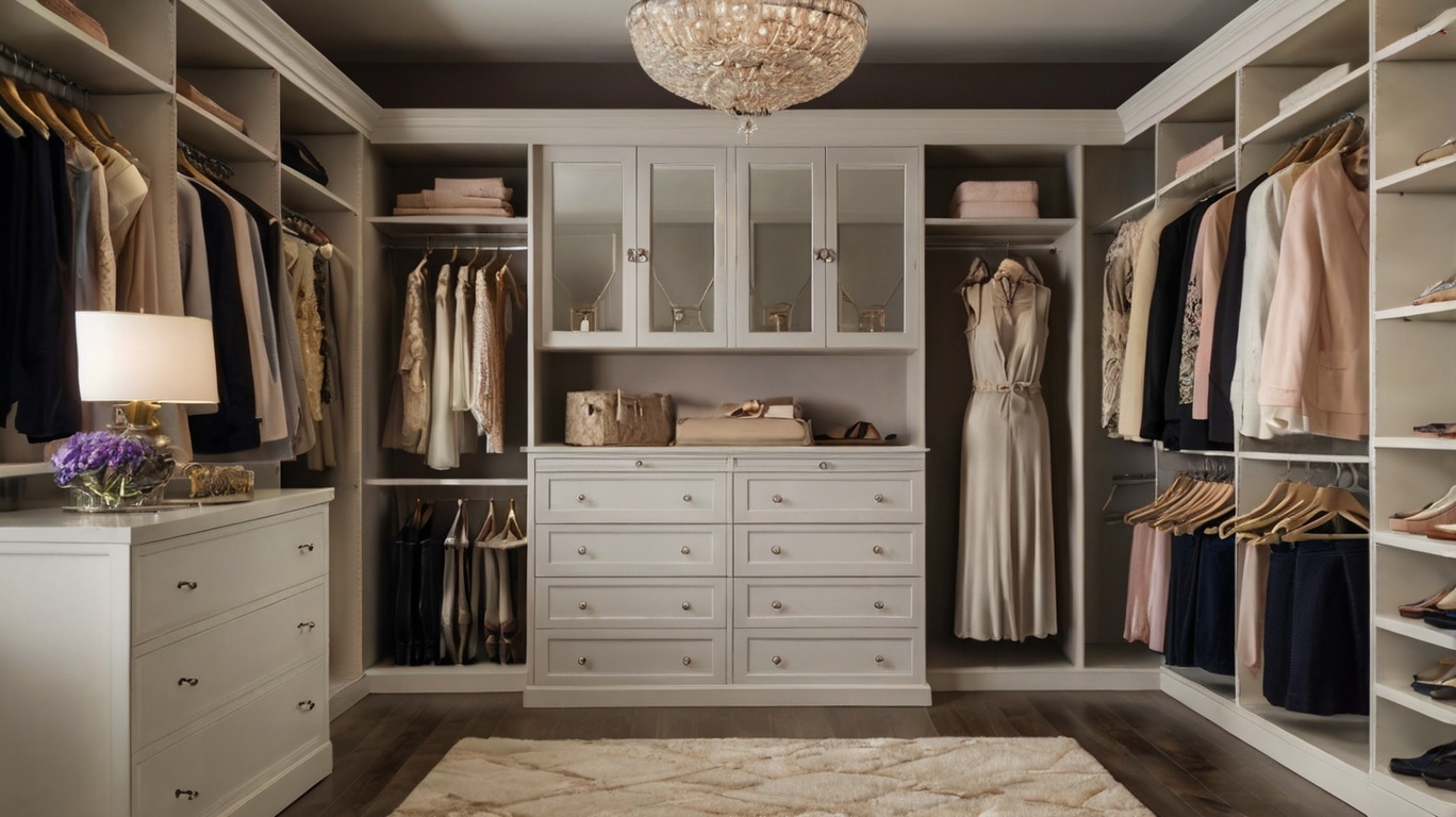 feminine walk-in closet design