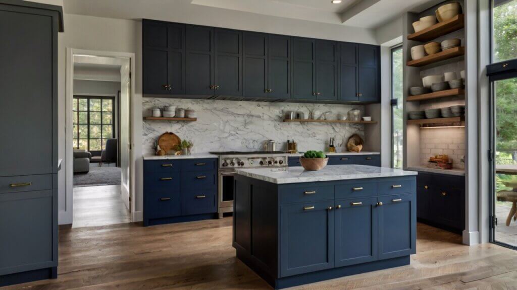 Navy Blue and Bold Grey Kitchen Cabinets