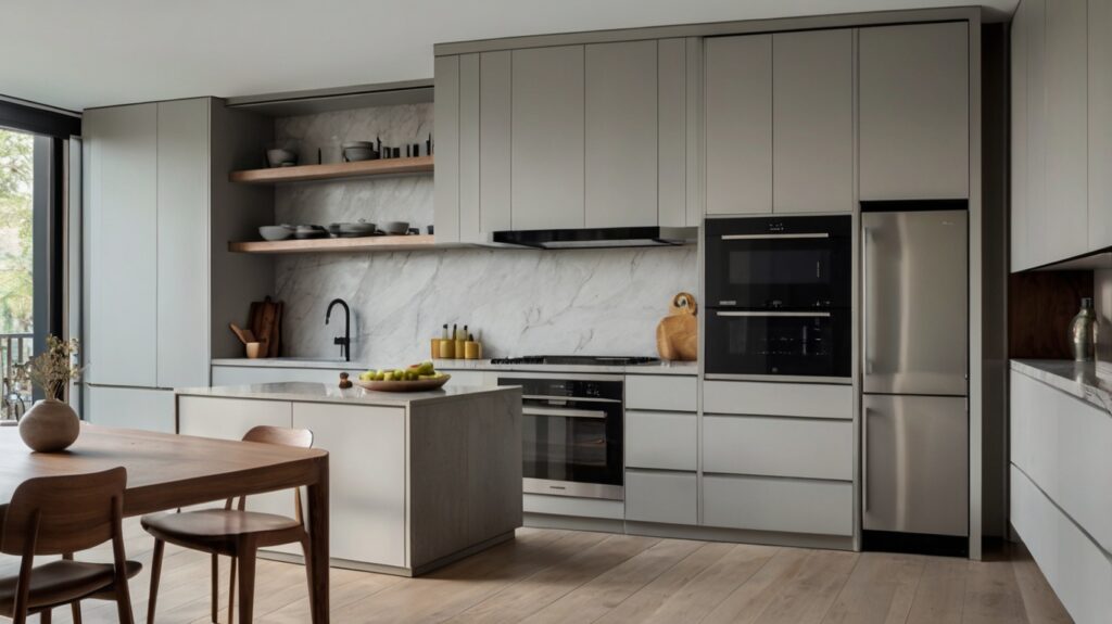 minimalist kitchen design featuring integrated appliances
