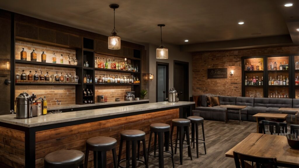 modern coffeehouse basement bar