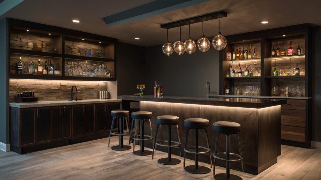 modern minimalist basement bar