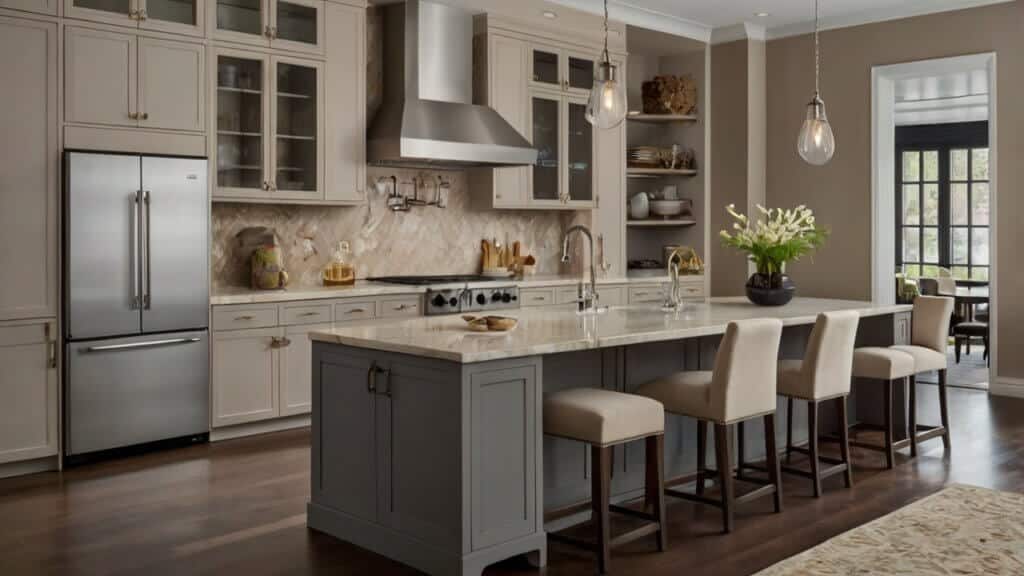 Beige and Warm Grey kitchen cabinets