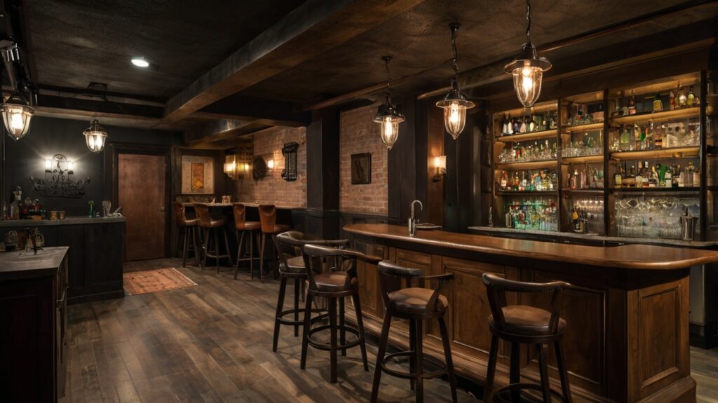 speakeasy-style basement bar