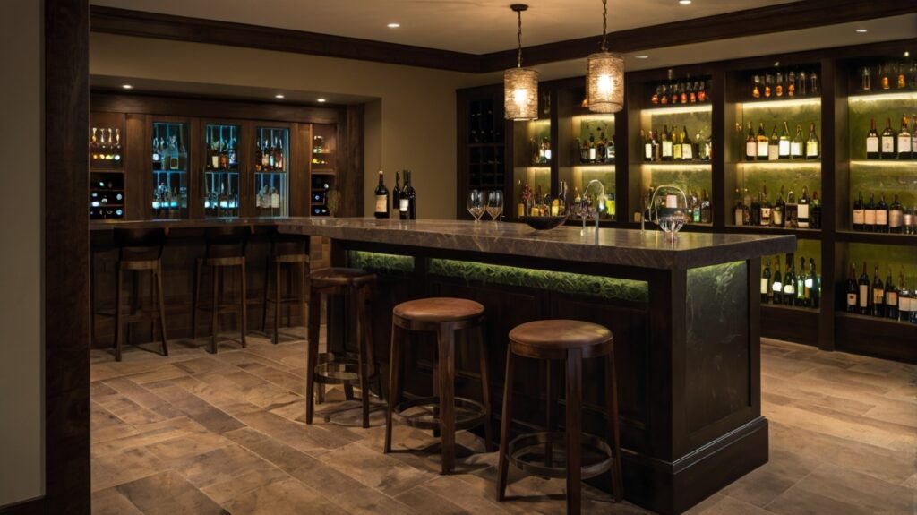 wine-centric basement bar