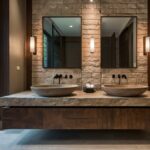 contemporary bathroom design featuring stylish stone sinks