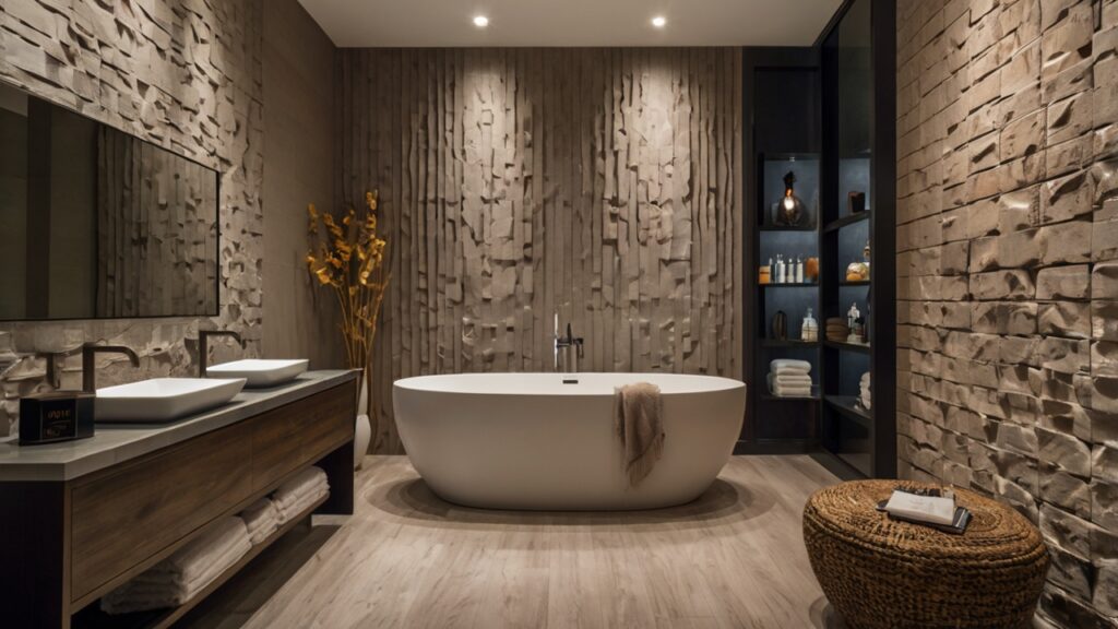 cozy bathroom design with a textured wall