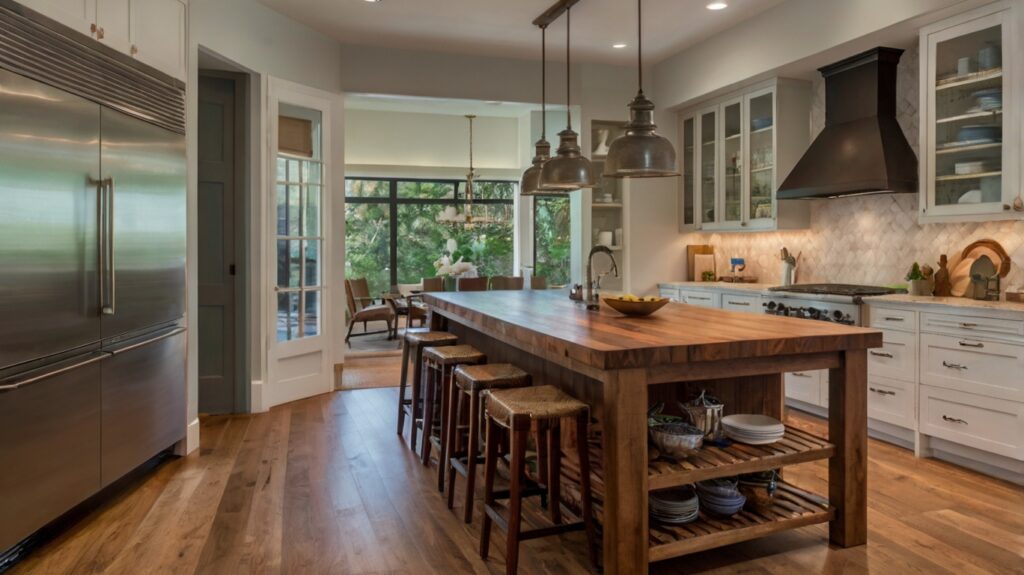 kitchen design featuring a butcher block island