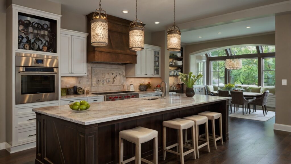 kitchen design featuring a countertop elegance kitchen island