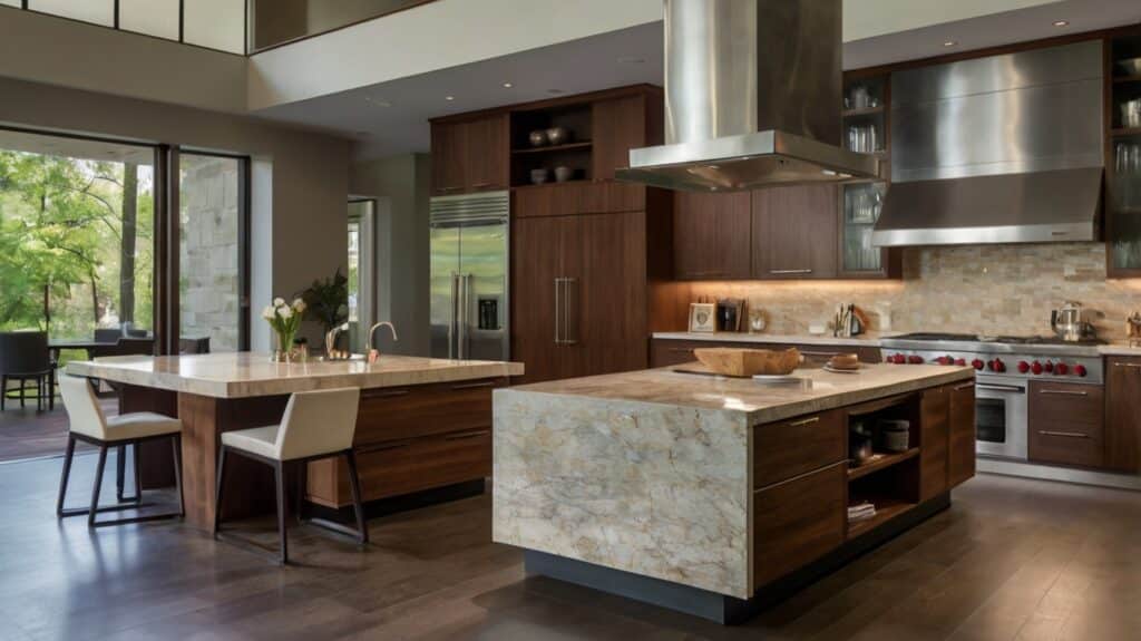 kitchen design featuring a floating kitchen island