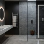 minimalist bathroom design featuring smart technology